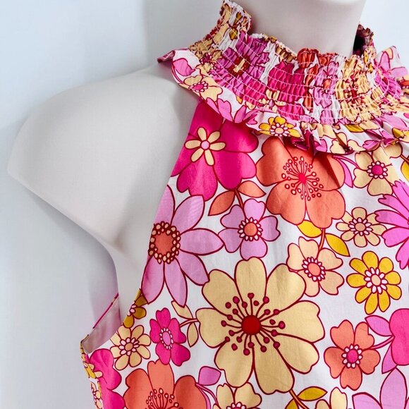 Alexia Admor Wildflowers Halter Dress Size 14 100% Cotton 70s BOHO Ruffle Hem - Picture 3 of 14